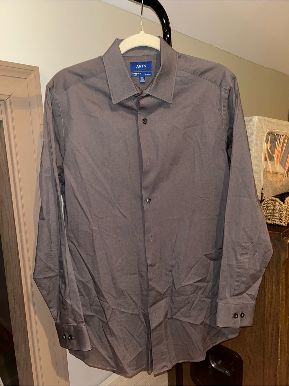 APT. 9 Premier Flex Slim Fit Dress Shirt Gray 15.5 32/33